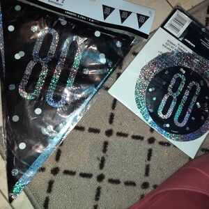 NIP Black and Silver 80th Birthday Party Banners and Hanging Decore 80